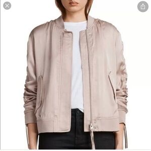 AllSaints Pink satin bomber